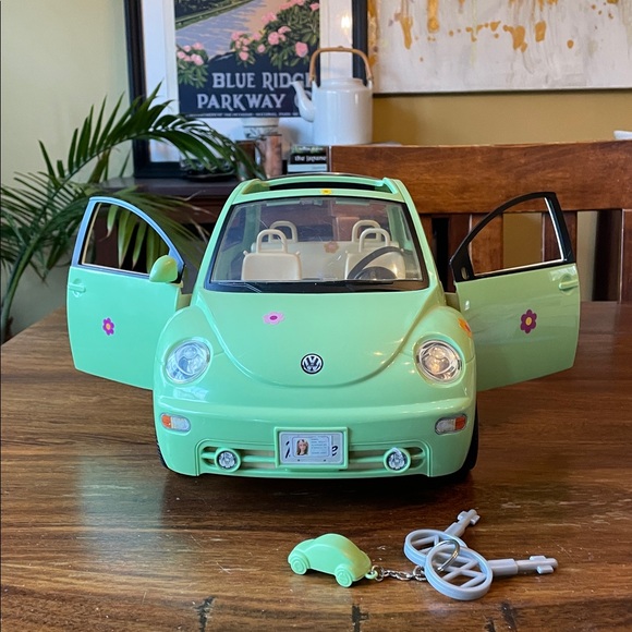 Barbie VW Volkswagen Mint Green Beetle Bug w/ 2 keys on key ring Mattel 2000 - Picture 11 of 16